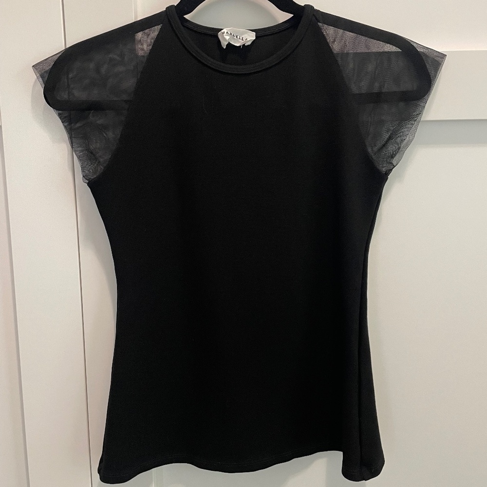 Marcella Mesh Cap Sleeve Top Small